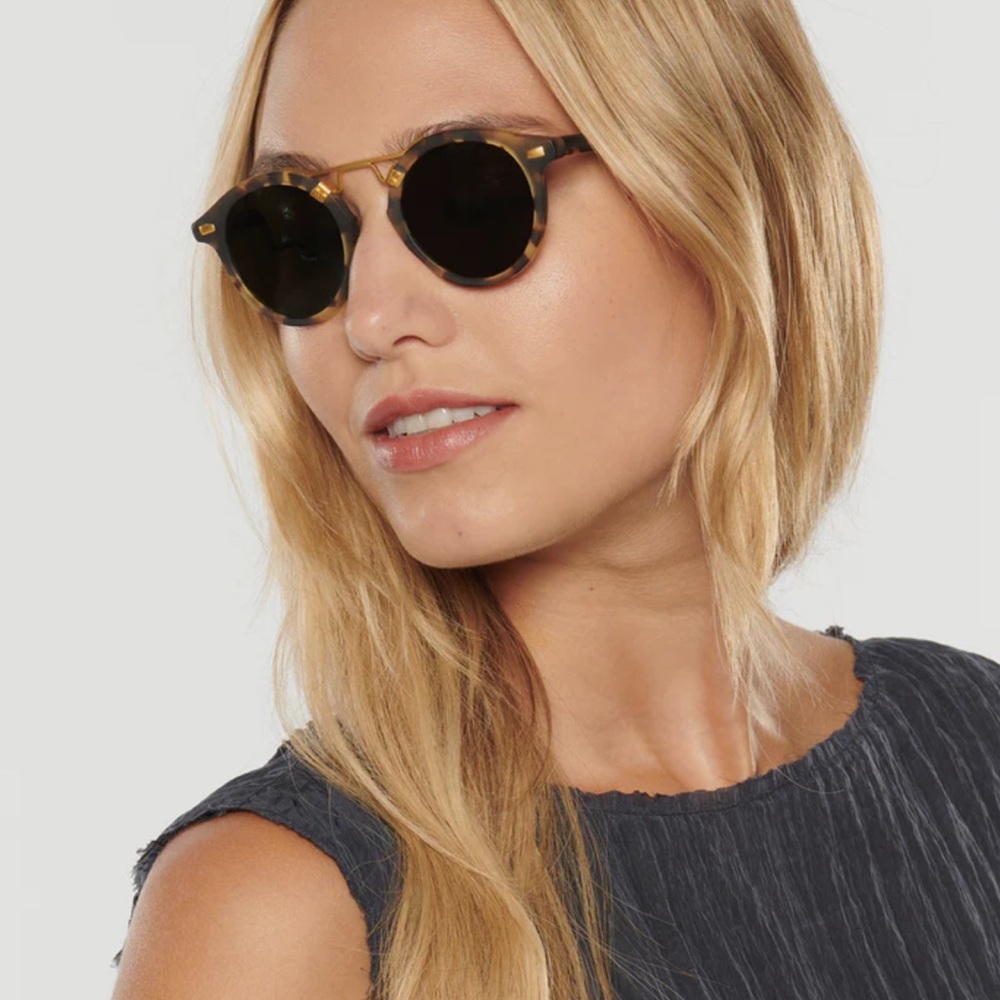 KREWE St. Louis Tortoiseshell Sunglasses with Black Lenses